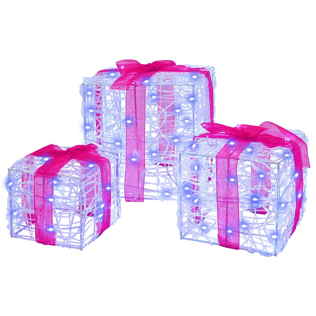 vidaXL Geschenkbox mit 60 LEDs 3 pcs Blau 20 x 20 x 20 cm Acryl