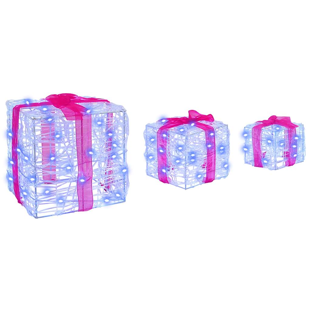 vidaXL Geschenkbox mit 60 LEDs 3 pcs Blau 20 x 20 x 20 cm Acryl