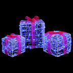 vidaXL Geschenkbox mit 60 LEDs 3 pcs Blau 20 x 20 x 20 cm Acryl