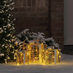 vidaXL Geschenkbox mit 60 LEDs 3 pcs Warmweiß 20 x 20 x 20 cm PET