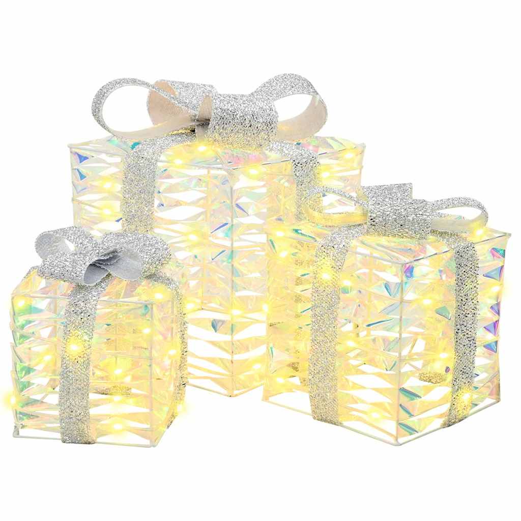 vidaXL Geschenkbox mit 60 LEDs 3 pcs Warmweiß 20 x 20 x 20 cm PET
