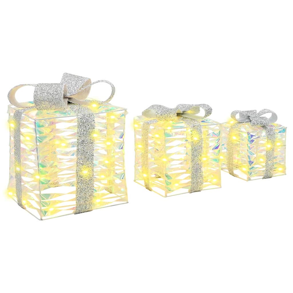 vidaXL Geschenkbox mit 60 LEDs 3 pcs Warmweiß 20 x 20 x 20 cm PET