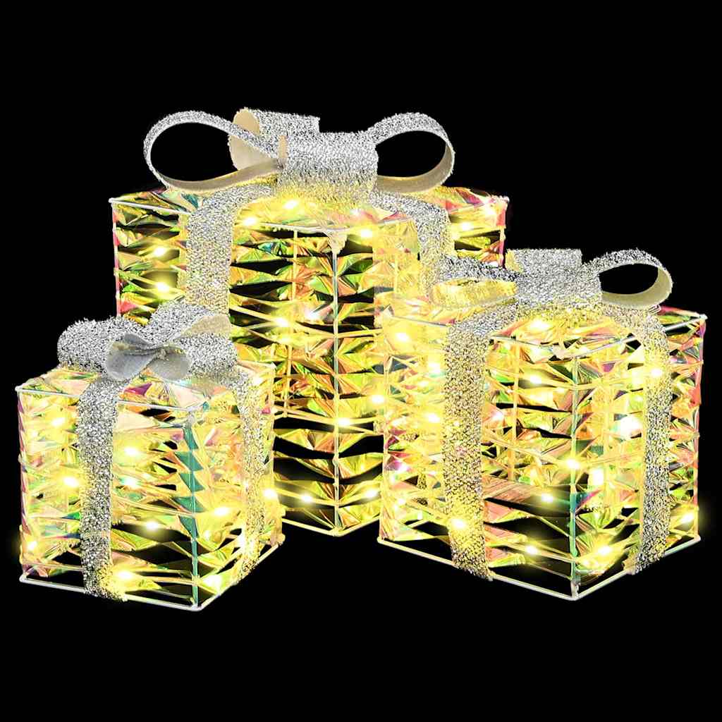 vidaXL Geschenkbox mit 60 LEDs 3 pcs Warmweiß 20 x 20 x 20 cm PET
