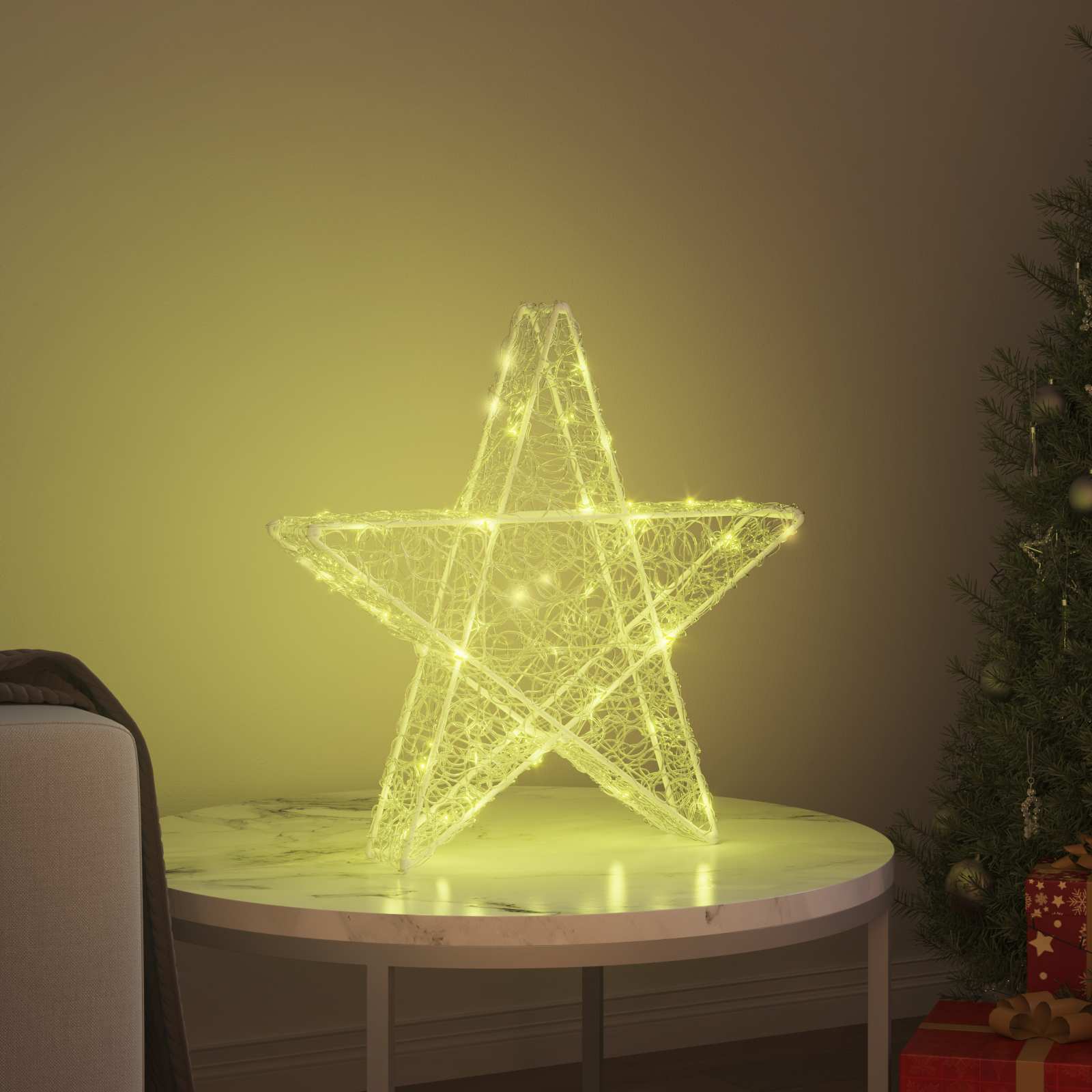 vidaXL 3D Stern mit 50 LEDs Warmweiß 55 x 53.5 x 10 cm Acryl