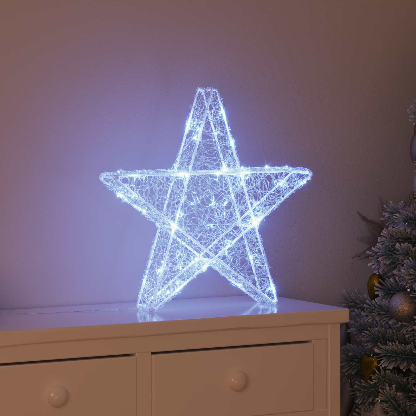 vidaXL 3D Stern mit 50 LEDs Kaltweiß 55 x 53.5 x 10 cm Acryl
