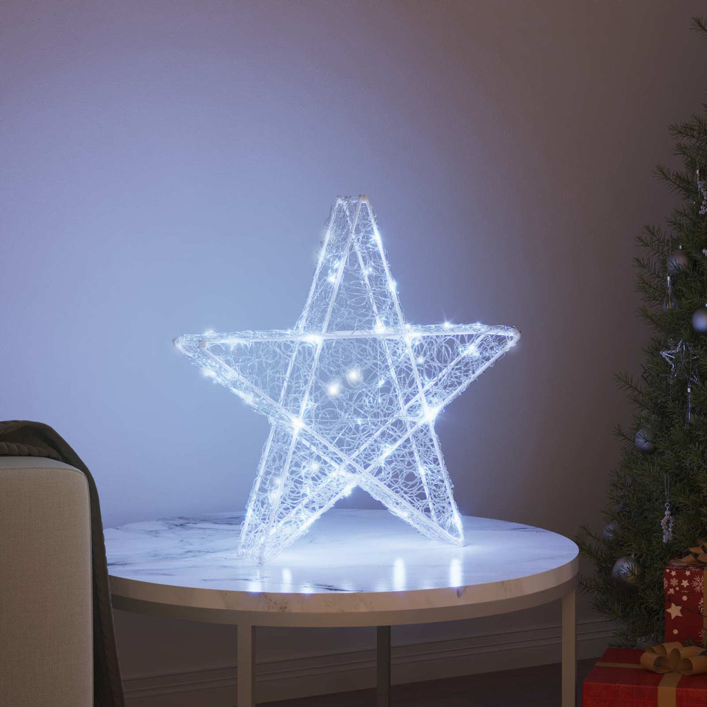 vidaXL 3D Stern mit 50 LEDs Kaltweiß 55 x 53.5 x 10 cm Acryl
