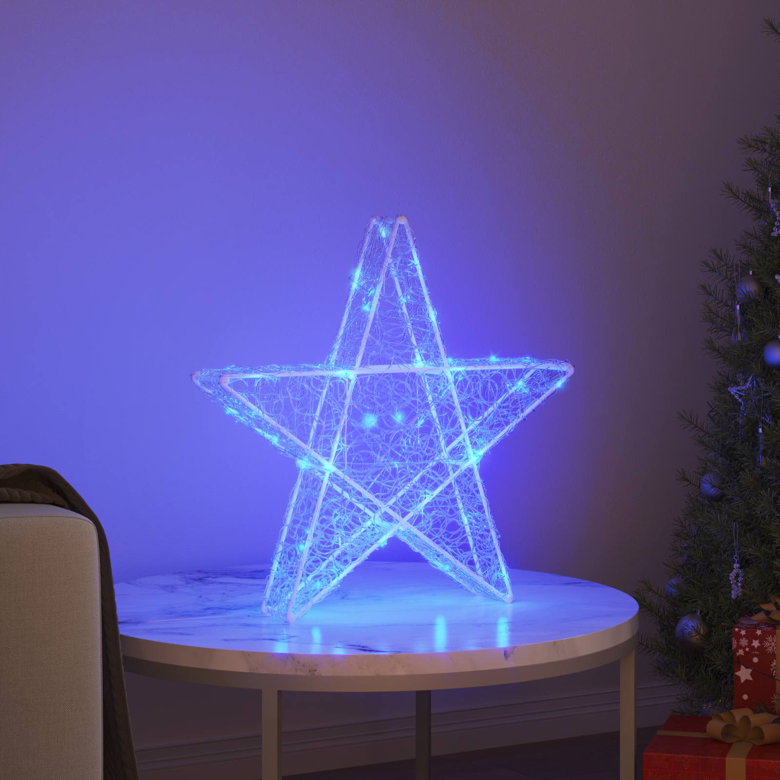 vidaXL 3D Stern mit 50 LEDs Blau 55 x 53.5 x 10 cm Acryl