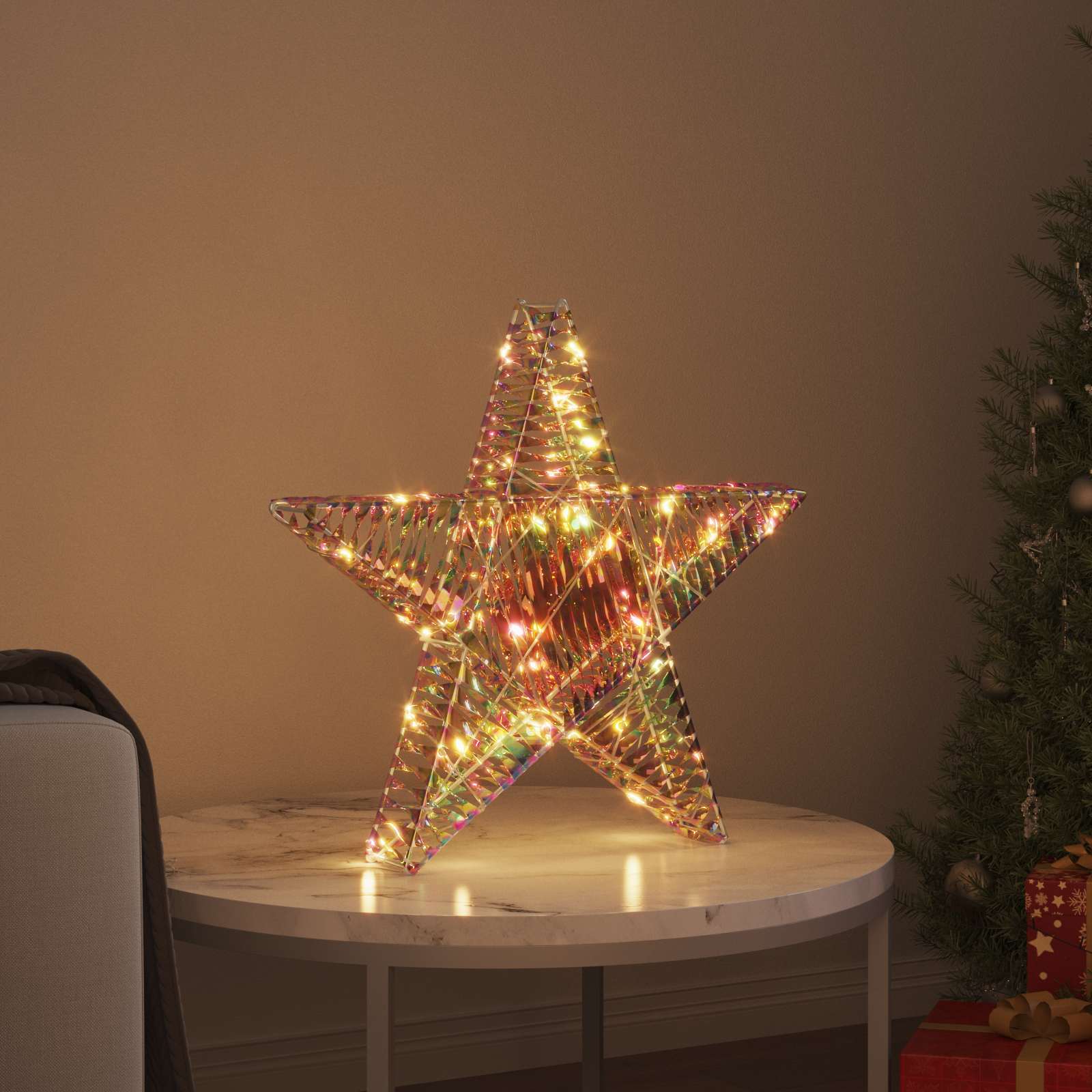 vidaXL 3D Stern mit 50 LEDs Warmweiß 55 x 52,5 x 9 cm PET