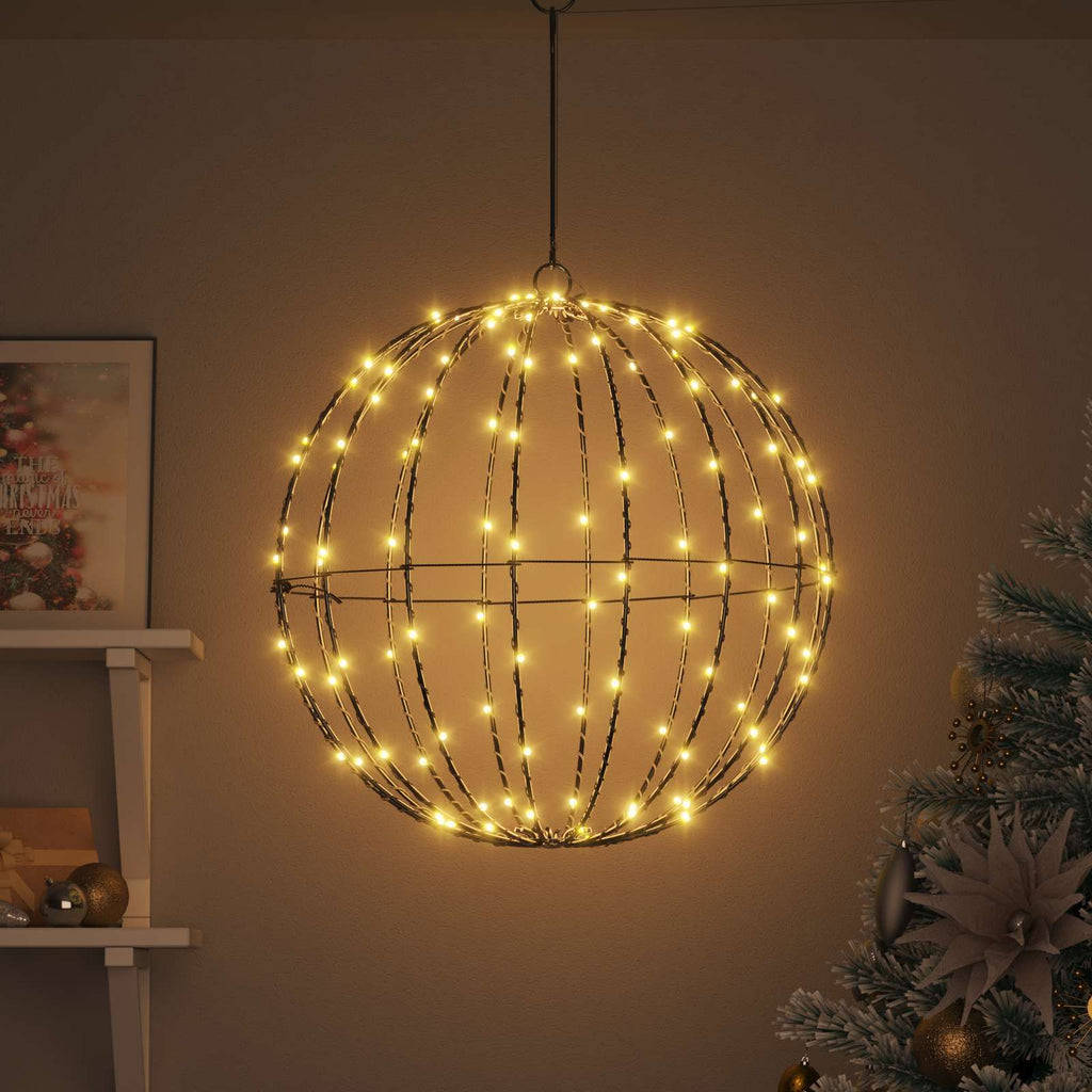 vidaXL Ball mit 160 LEDs Warmweiß 50,5 x 50,5 x 52 cm Metall