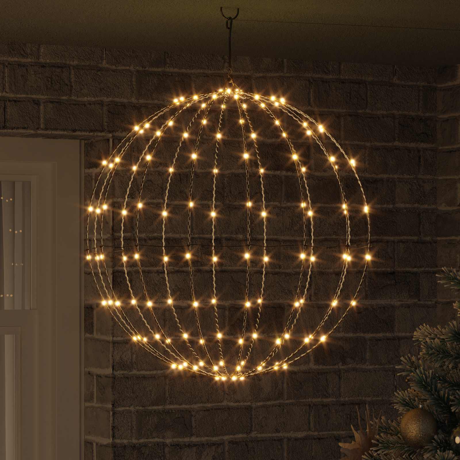 vidaXL Ball mit 192 LEDs Warmweiß 59,5 x 59,5 x 63 cm Metall