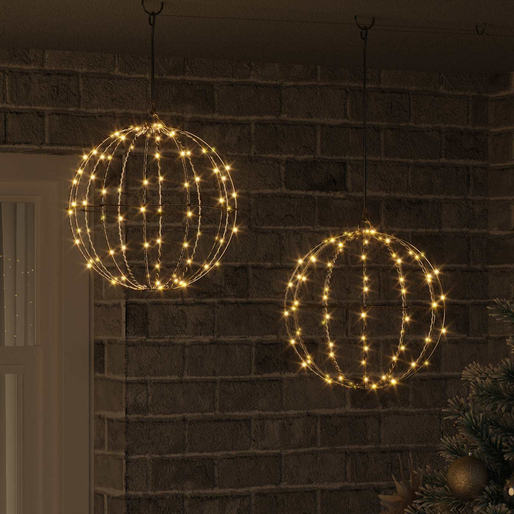 vidaXL Ball mit 192 LEDs 2 pcs Warmweiß 30 x 30 x 32 cm Metall