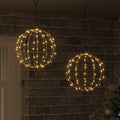 vidaXL Ball mit 192 LEDs 2 pcs Warmweiß 30 x 30 x 32 cm Metall