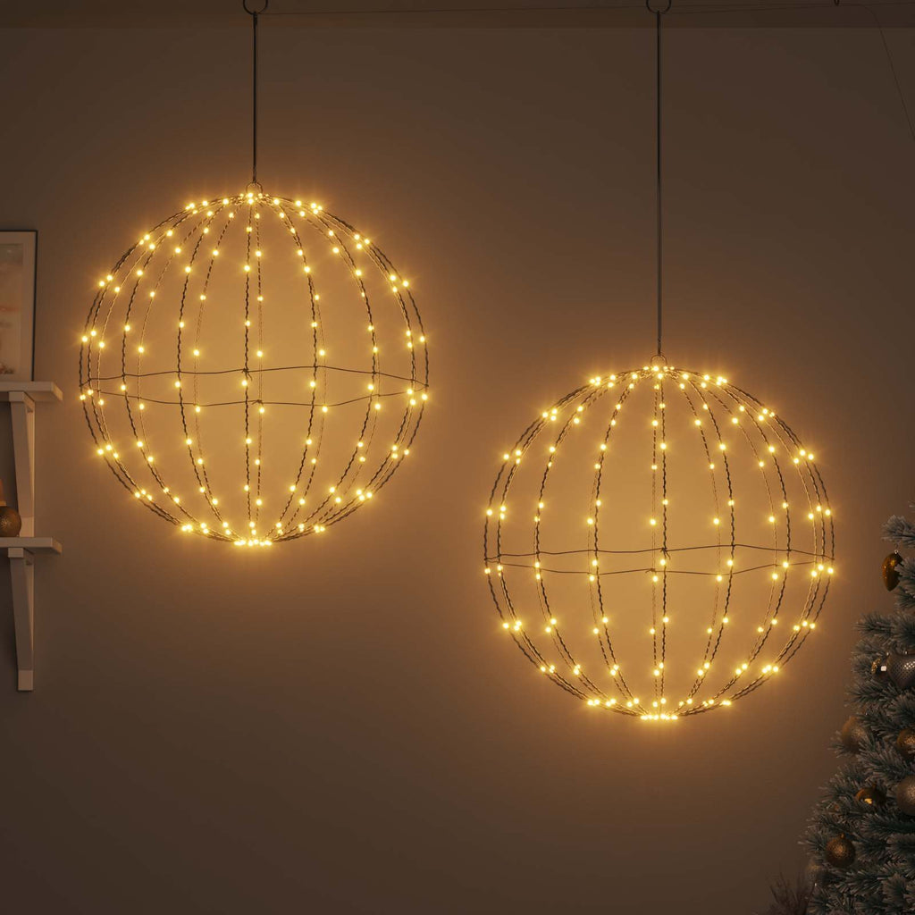 vidaXL Ball mit 384 LEDs 2 pcs Warmweiß 59,5 x 59,5 x 63 cm Metall