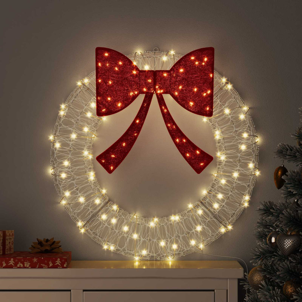 vidaXL Kranz mit 60 LEDs Warmweiß 76 x 76 x 8,5 cm Acryl