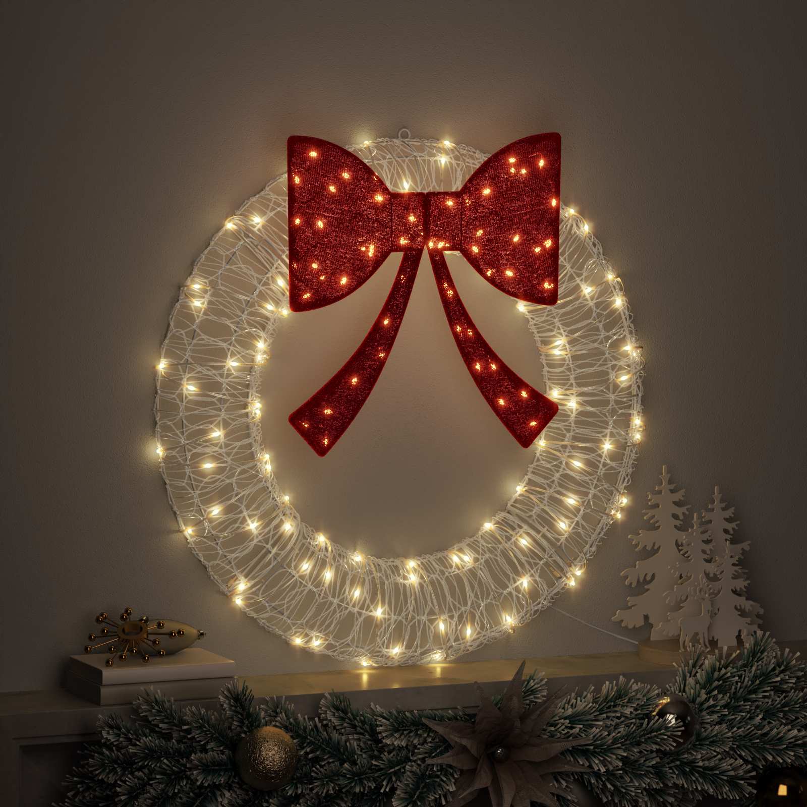 vidaXL Kranz mit 60 LEDs Warmweiß 76 x 76 x 8,5 cm Acryl
