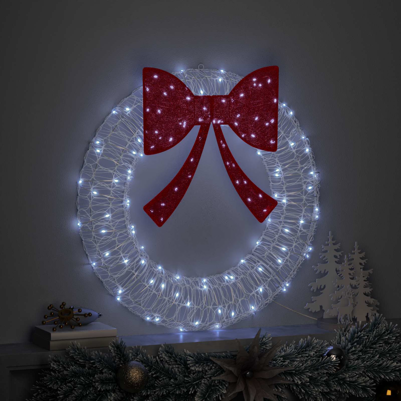 vidaXL Kranz mit 60 LEDs Kaltweiß 76 x 76 x 8,5 cm Acryl