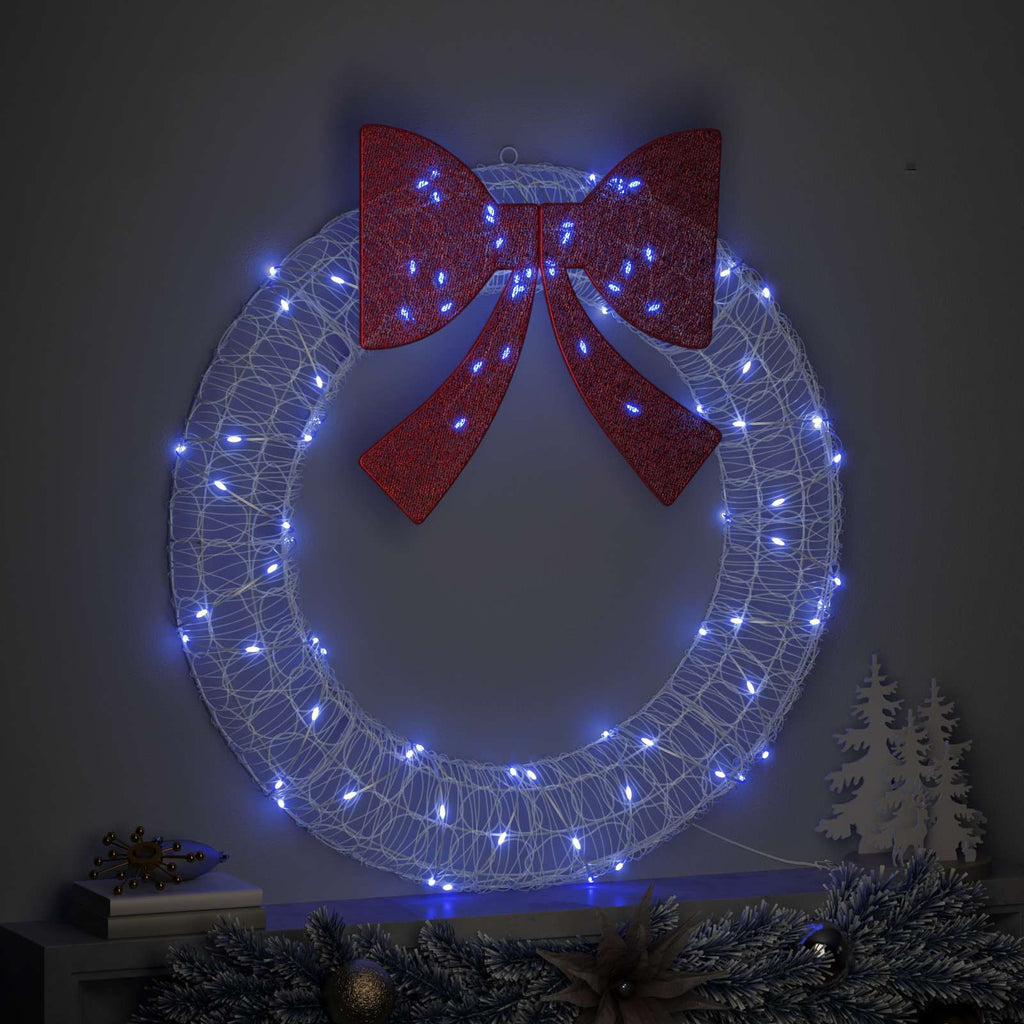 vidaXL Kranz mit 80 LEDs Blau 92 x 92 x 9,5 cm Acryl