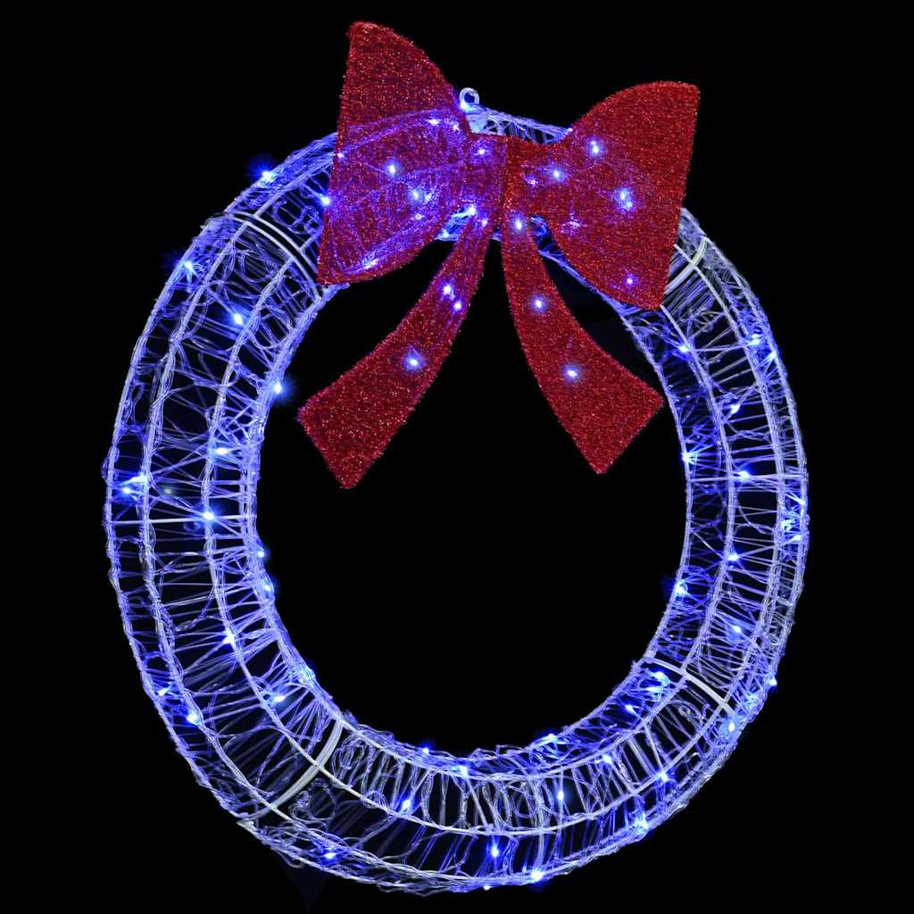 vidaXL Kranz mit 80 LEDs Blau 92 x 92 x 9,5 cm Acryl