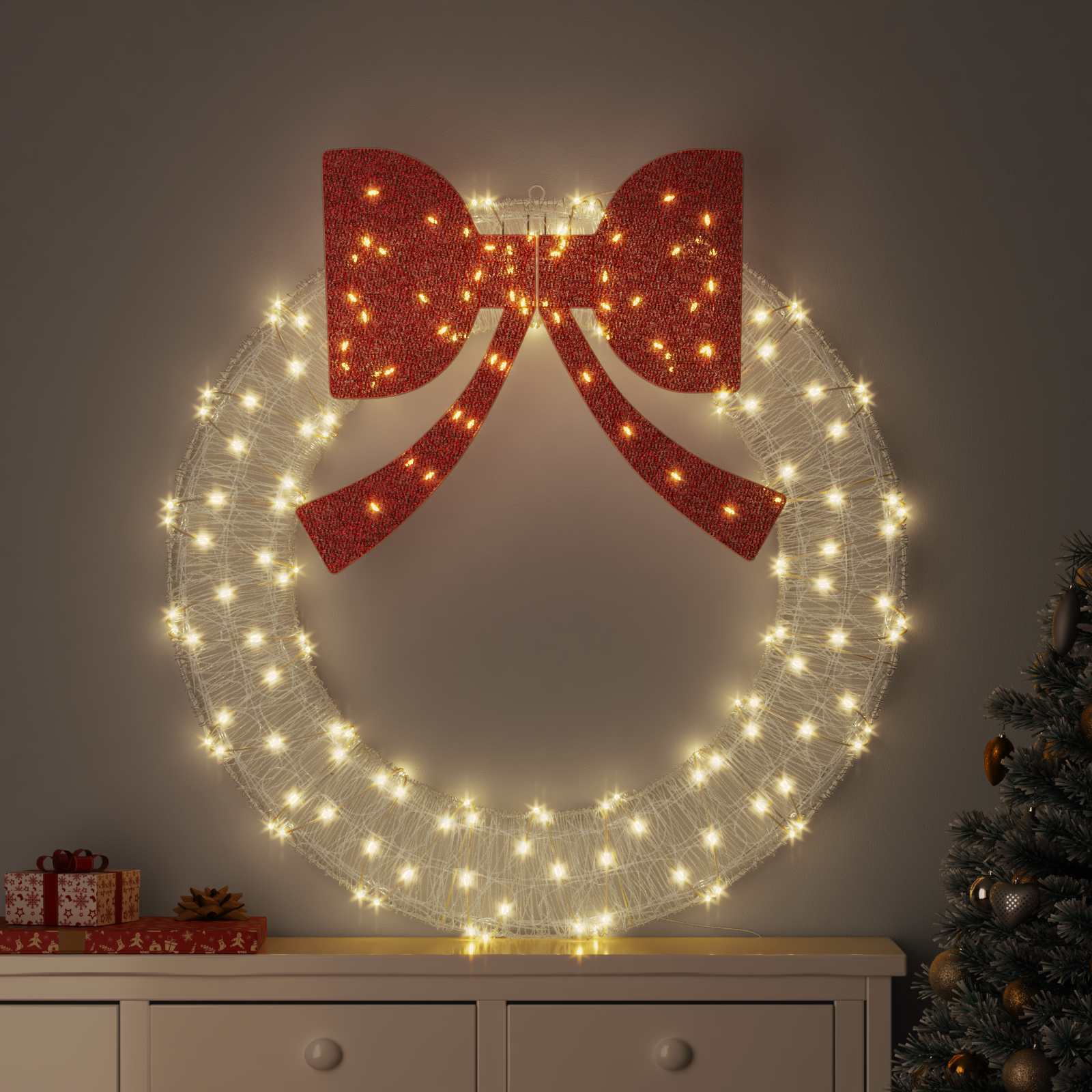 vidaXL Kranz mit 150 LEDs Warmweiß 120 cm Acryl
