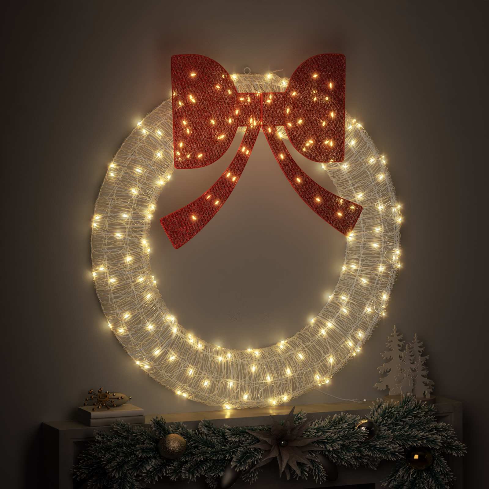 vidaXL Kranz mit 150 LEDs Warmweiß 120 cm Acryl