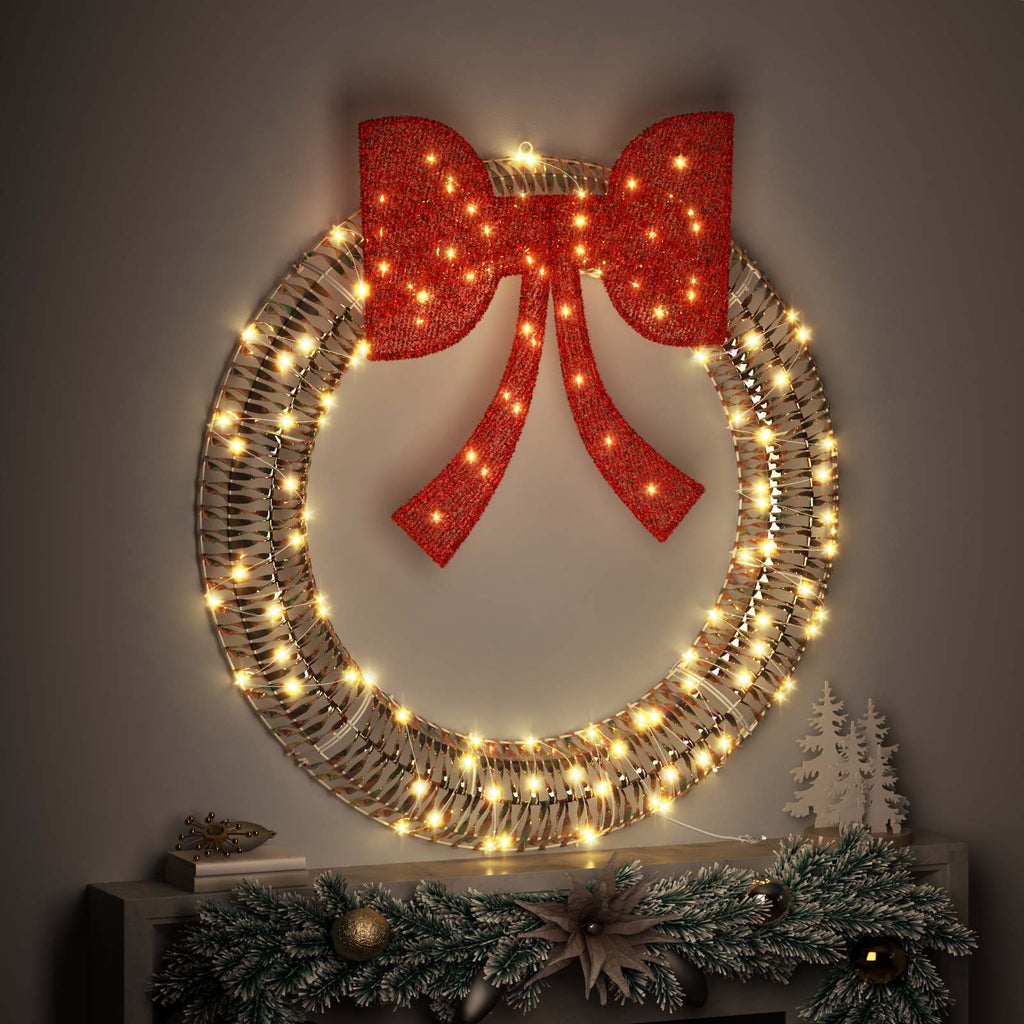 vidaXL Kranz mit 150 LEDs Warmweiß 121 x 121 x 10 cm PET