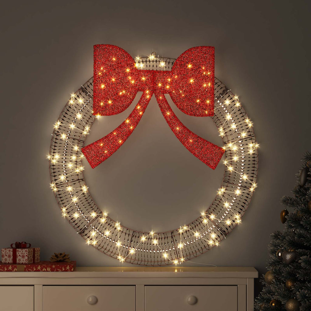 vidaXL Kranz mit 80 LEDs Warmweiß 91 x 91 x 9 cm PET