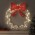 vidaXL Kranz mit 60 LEDs Warmweiß 75 x 75 x 8 cm Rattan
