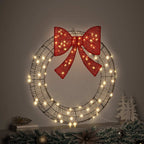 vidaXL Kranz mit 80 LEDs Warmweiß 90 x 90 x 9 cm Rattan