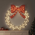 vidaXL Kranz mit 150 LEDs Warmweiß 121 x 121 x 10 cm Rattan