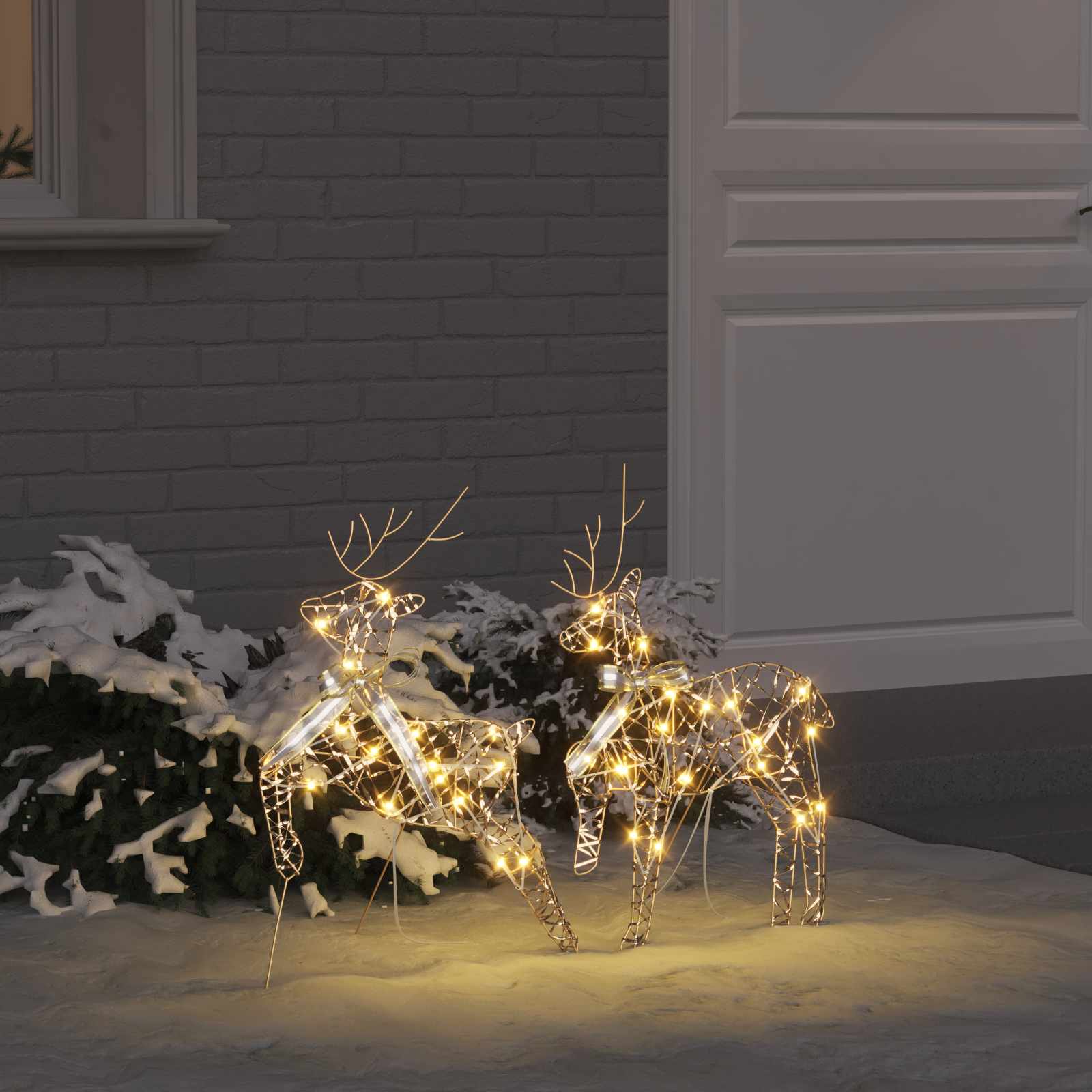 vidaXL LED Rentiere mit 40 LEDs 2 pcs Warmes Weiß PET
