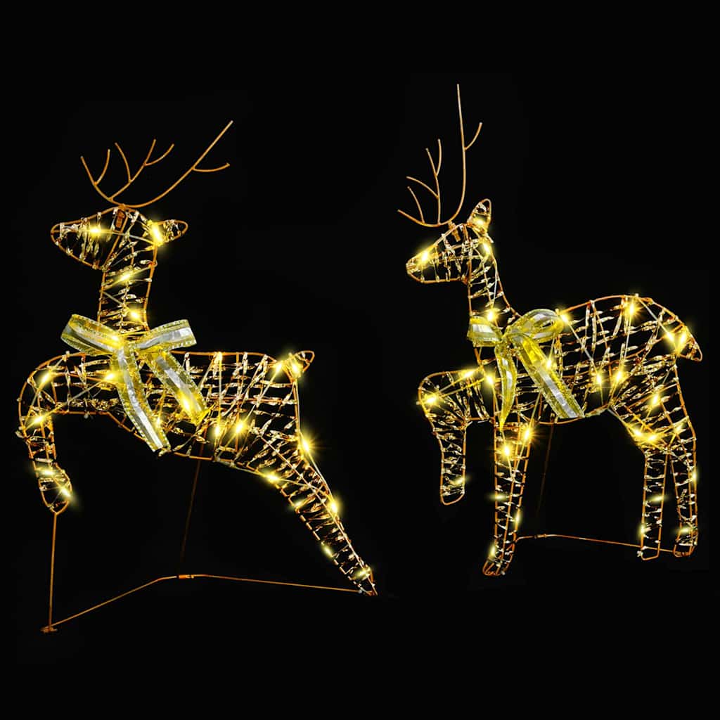 vidaXL LED Rentiere mit 40 LEDs 2 pcs Warmes Weiß PET