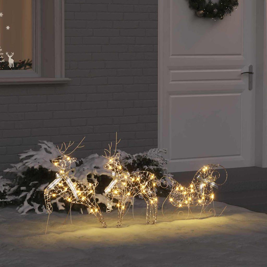 vidaXL LED Rentiere mit 60 LEDs 3 pcs Warmes Weiß PET