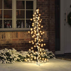 vidaXL Weihnachtsbaum mit 160 LEDs Warmes Weiß 150 cm Rattan