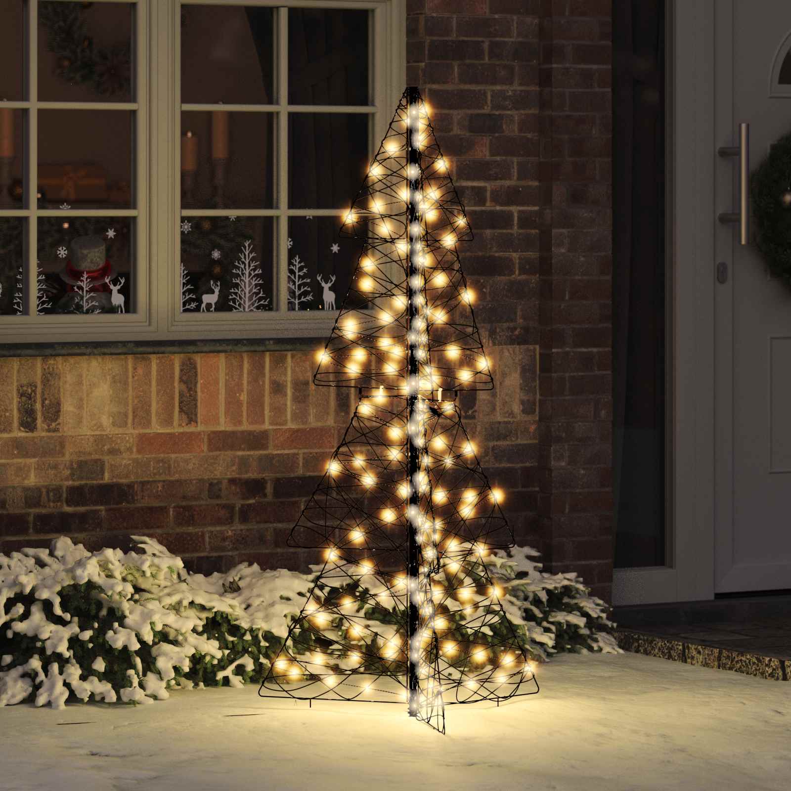 vidaXL Weihnachtsbaum mit 160 LEDs Warmes Weiß 150 cm Rattan