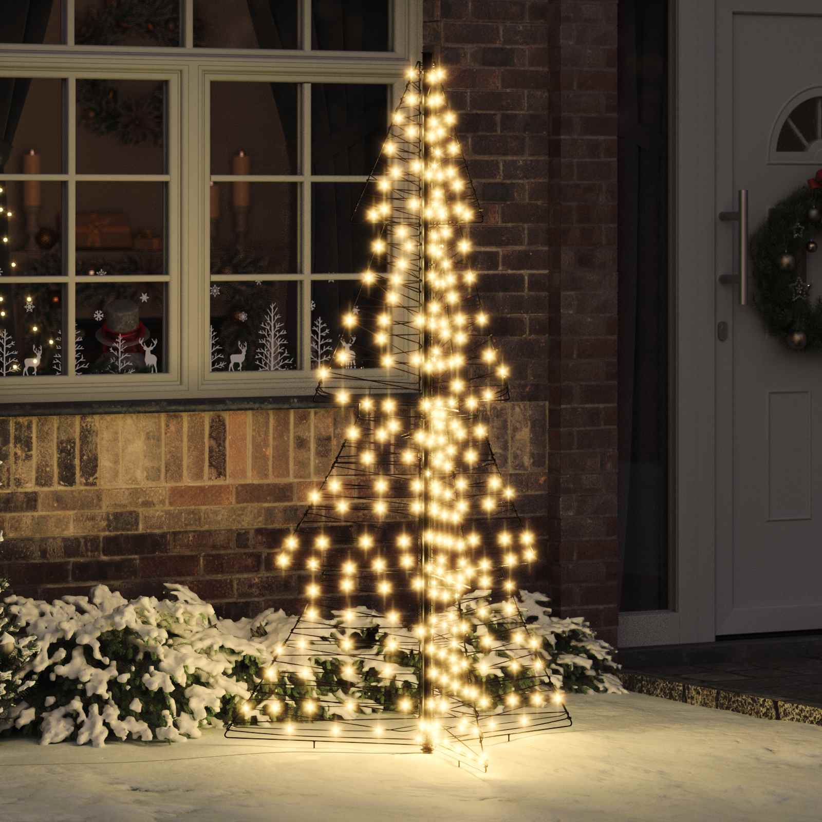 vidaXL Weihnachtsbaum mit 240 LEDs Warmes Weiß 180 cm Rattan