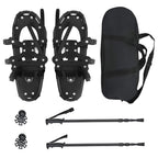 vidaXL 3 in 1 Schneeschuhe mit Wanderstöcken Schwarz 53 x 21 cm
