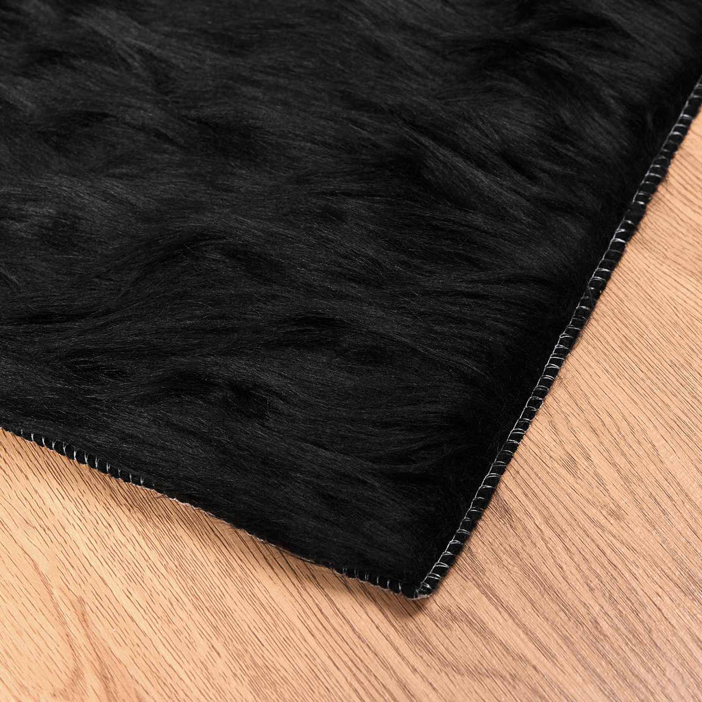 vidaXL Teppich aus Kunstschaffell TAFALLA Schwarz 60 x 110 cm