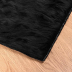 vidaXL Teppich aus Kunstschaffell TAFALLA Schwarz 60 x 110 cm
