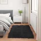 vidaXL Teppich aus Kunstschaffell TAFALLA Schwarz 60 x 110 cm