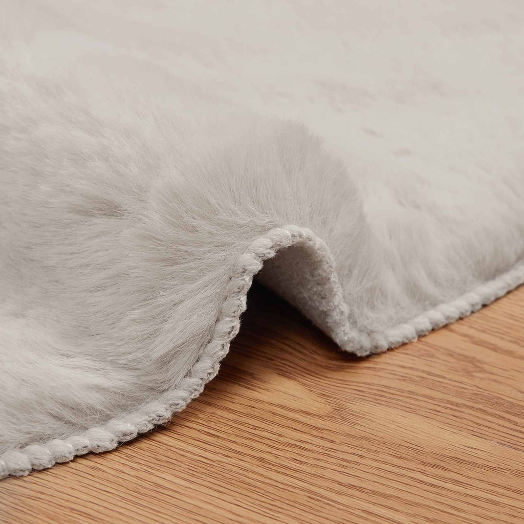 vidaXL Rutschfester Teppich aus Kunstkaninchenfell OLITE Beige