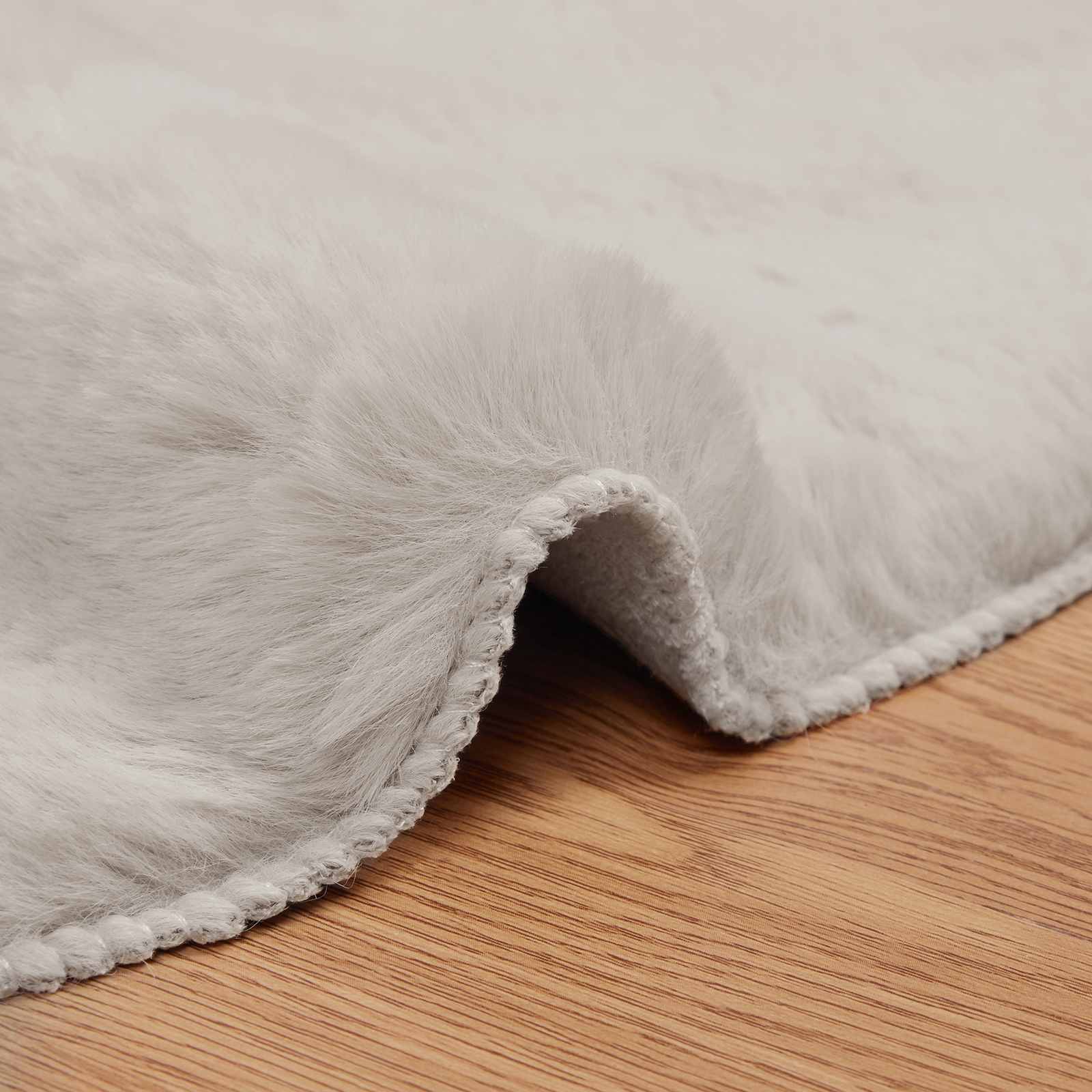 vidaXL Rutschfester Teppich aus Kunstkaninchenfell OLITE Beige