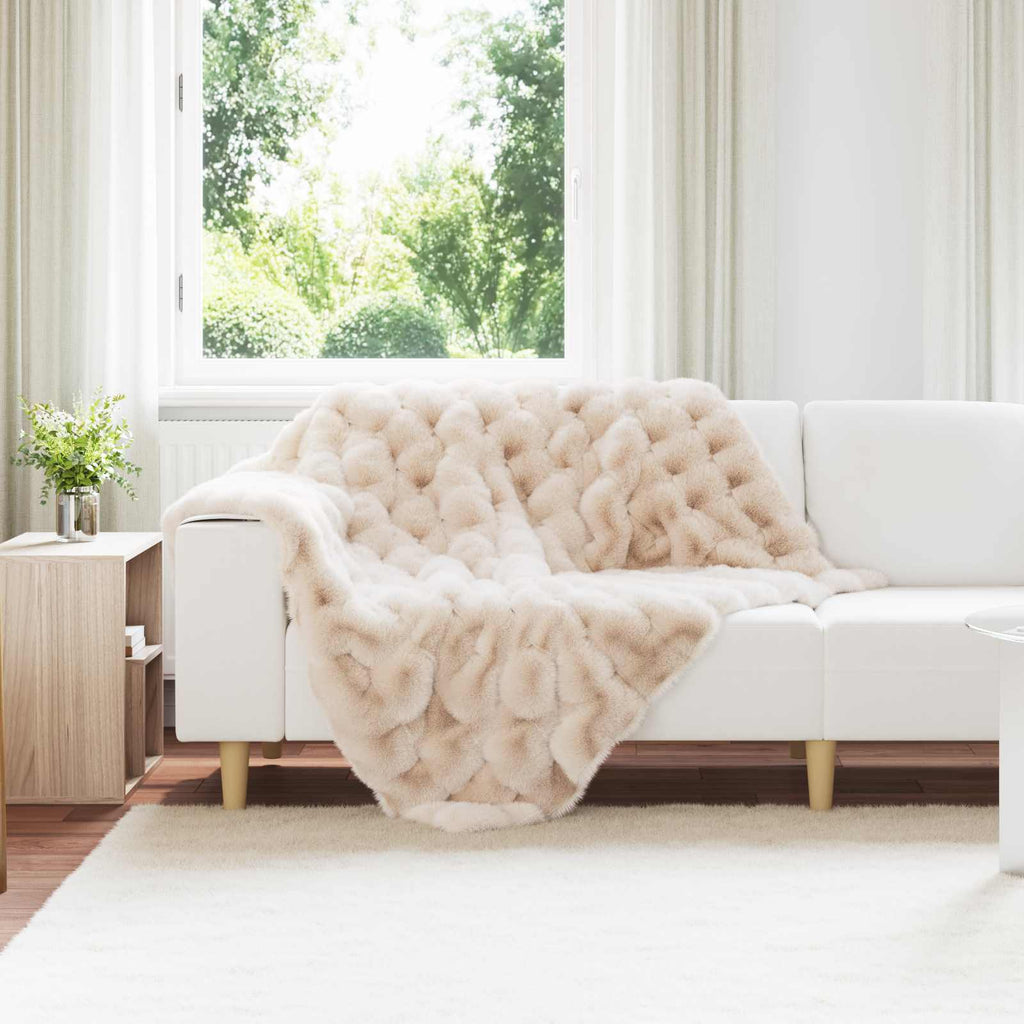 vidaXL Rutschfeste Decke aus Kunstkaninchenfell Olite Beige Polyester