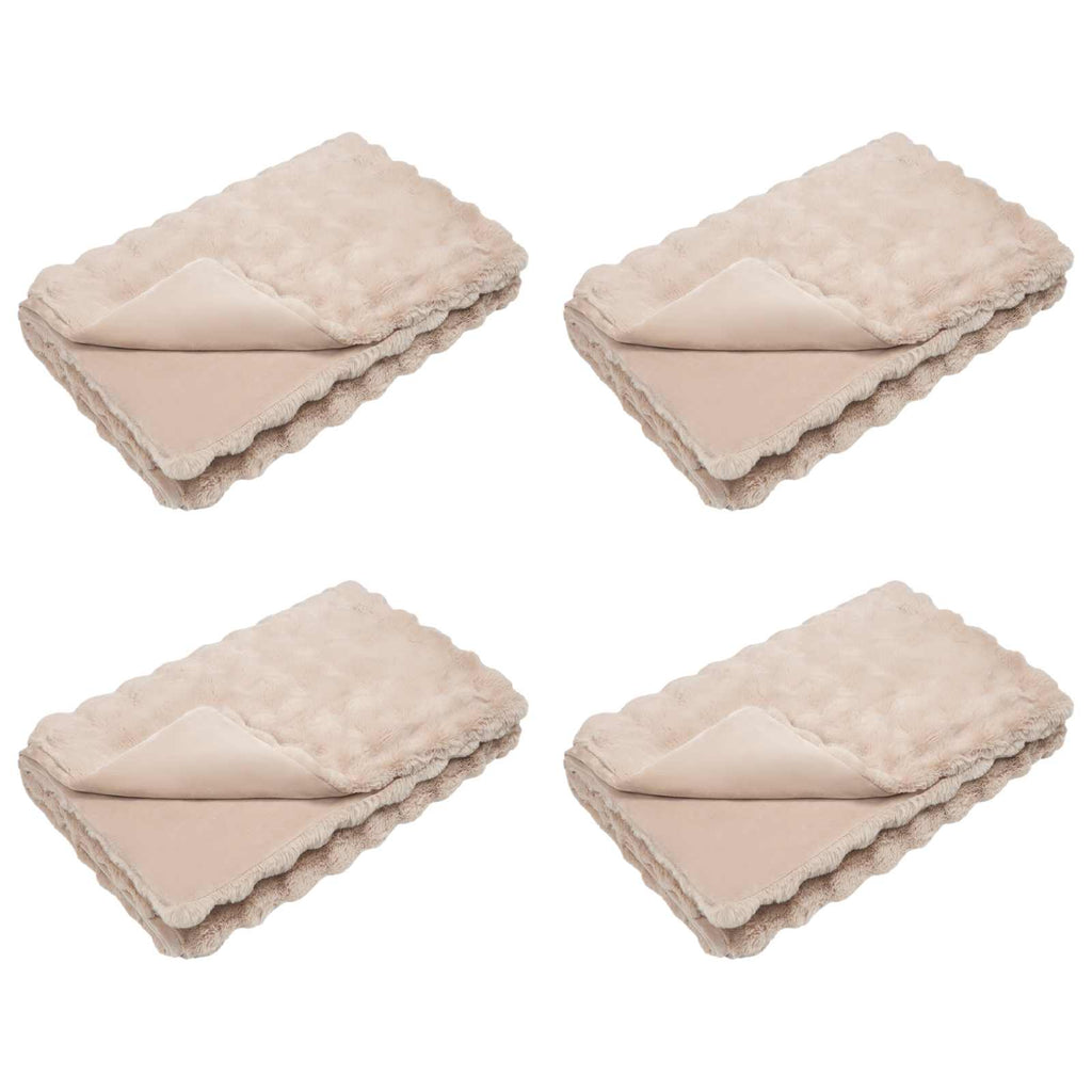 vidaXL Rutschfeste Decke aus Kunstkaninchenfell Olite 4 pcs Beige