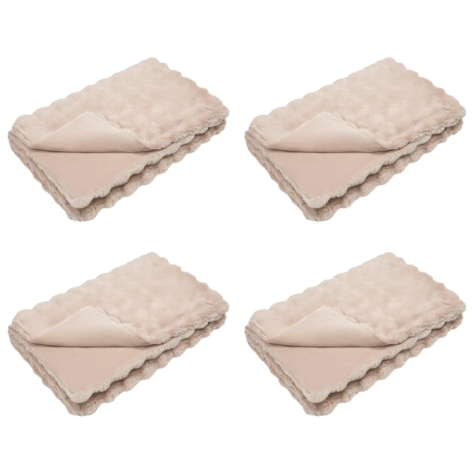 vidaXL Rutschfeste Decke aus Kunstkaninchenfell Olite 4 pcs Beige