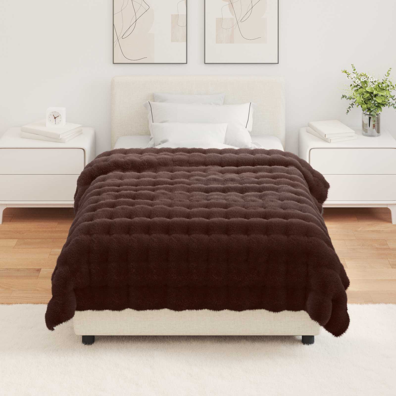 vidaXL Rutschfeste Decke aus Kunstkaninchenfell Olite 4 pcs Kamel