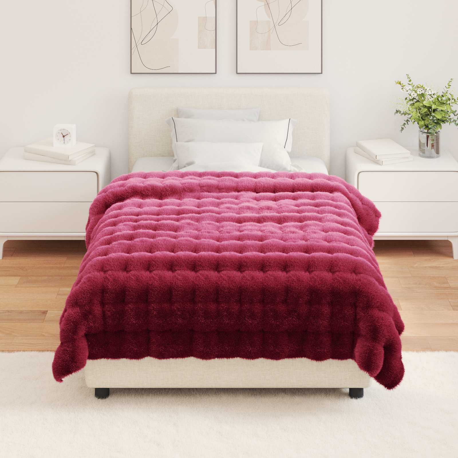vidaXL Rutschfeste Decke aus Kunstkaninchenfell Olite 4 pcs Polyester