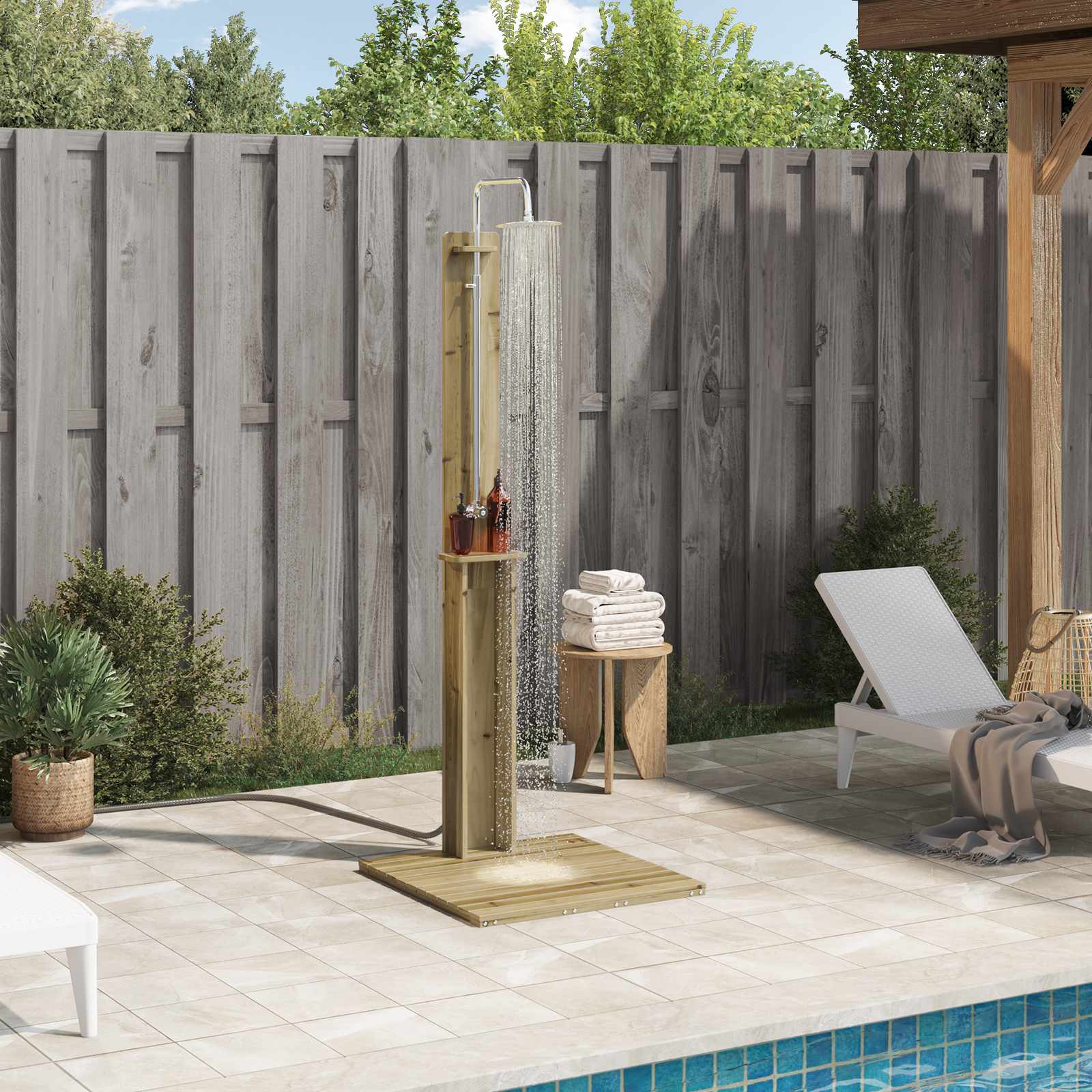 vidaXL Outdoor-Dusche Natur 75 x 76 x 217 cm Imprägniertes Kiefernholz