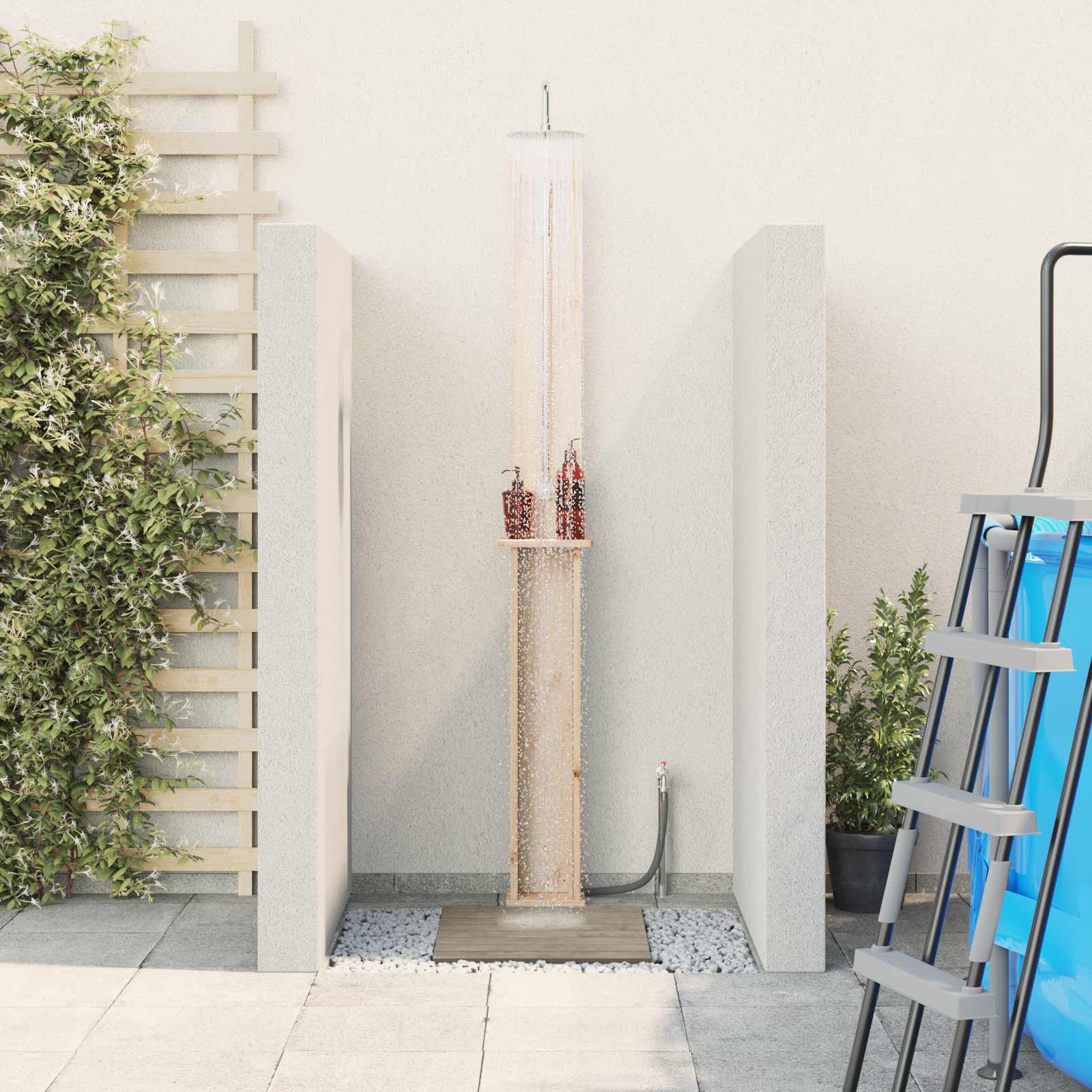 vidaXL Outdoor-Dusche 246 cm Massivholz Kiefer und Edelstahl Natur