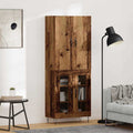 vidaXL Highboard 2 pcs Altholz Ingenieurholz und Glas
