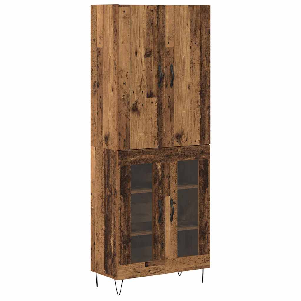 vidaXL Highboard 2 pcs Altholz Ingenieurholz und Glas